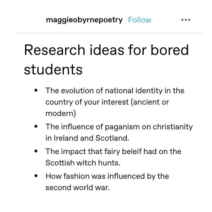 an article about research ideas for bored students, with the caption's description below