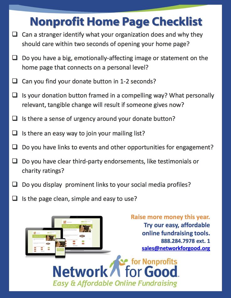 a flyer for a home page checklist