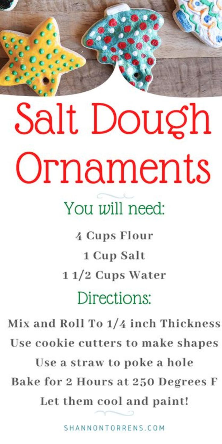 Christmas Salt Dough Ornaments Recipe Christmas Salt Dough Ornaments, Homemade Salt Dough, Christmas Salt Dough, How To Make Salt Dough, Baby Christmas Crafts, Salt Dough Christmas Ornaments, Salt Dough Crafts, Salt Dough Ornaments, Dough Ornaments