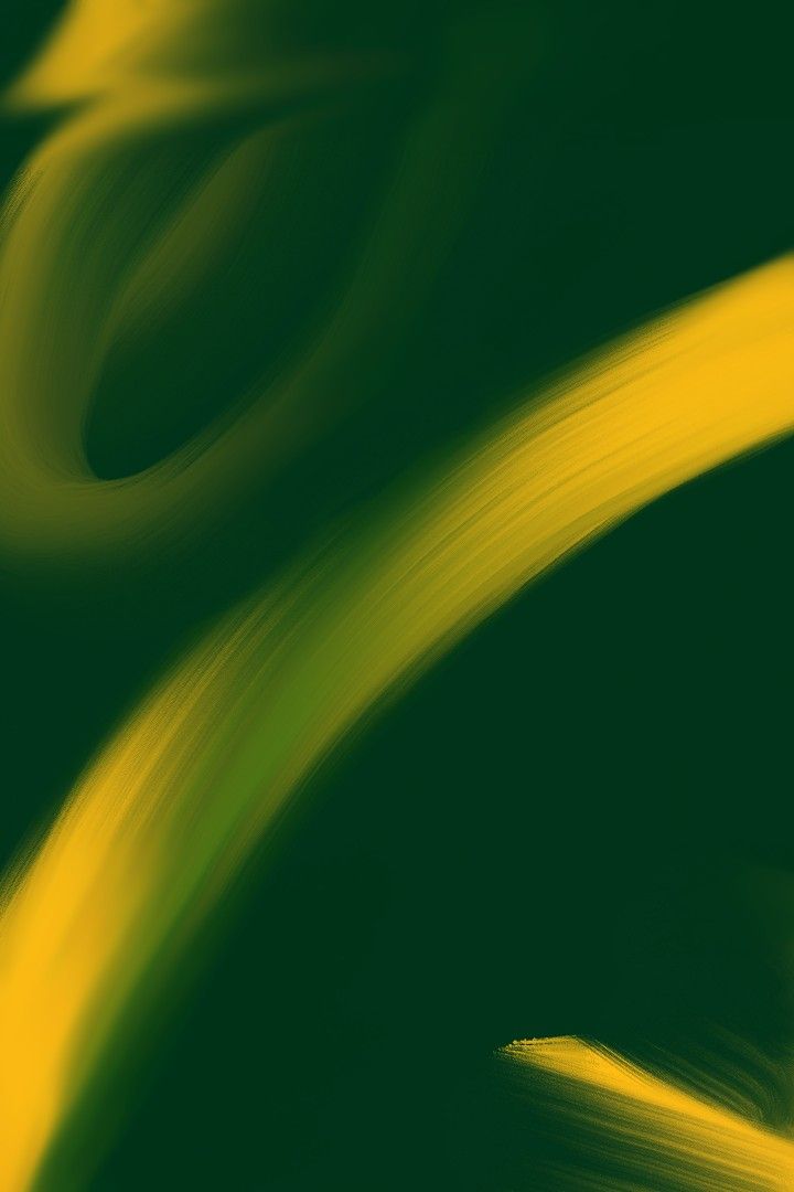 a green and yellow abstract background with curved lines on the bottom right corner, as well as an image of leaves