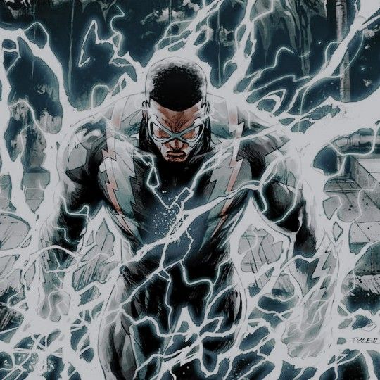 a man in black and white is surrounded by lightning