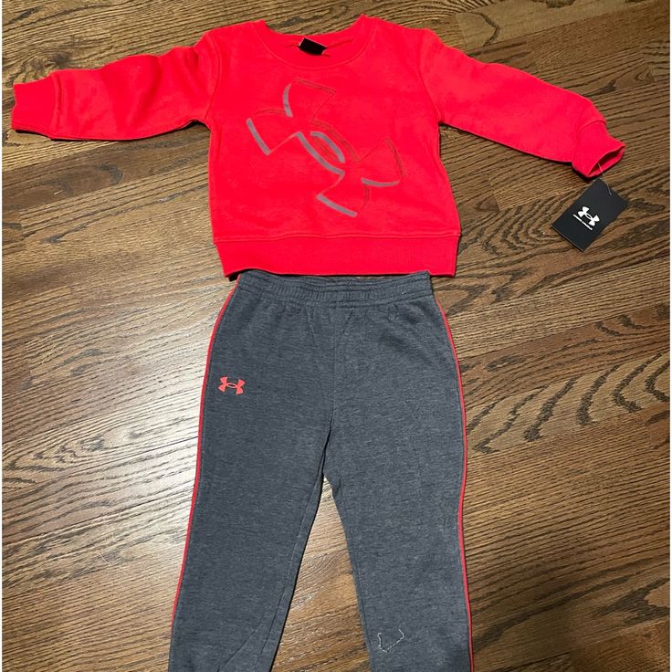 Nwt Red & Greg Under Armour Sweatsuit For Toddler Red Long Sleeve Sports Sets, Sporty Red Long Sleeve Set, Red Sports Sets For Winter, Red Winter Sports Sets, Zip Hoodie Outfit, Bodysuit And Shorts, Under Armour Outfits, Camouflage Outfits, Sports Bra And Leggings