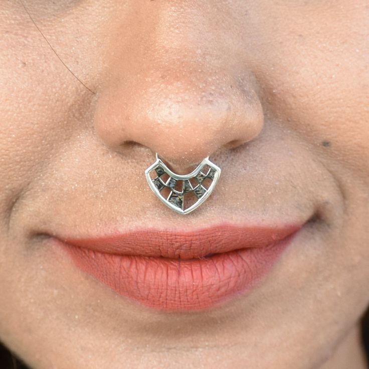 "Just Launched  A combination set of 2 Septum rings. 1 Chess Board + choose any one of the other three designs given. Chess Board from 'Games we Play' collection:  Chess is a game of intelligence and strategy. Making the right moves. Being perceptive and anticipating other's play.  If you are the woman who can navigate life by making right or even the wrong moves from time to time :) - Material: 925 Sterling Silver - Plating: Black and white squares come to life with black and white Rhodium. Rhodium is a metal 10 times more expensive than gold and plating the silver with it prevents it from tarnishing for many many years.  I am susceptible to skin allergies myself so I make sure the rhodium plating is 100% nickel-free. Nickel is what causes most skin allergies. - Each of the pieces is pain Gift Silver Metal Septum Ring, Silver Open Ring Septum Gift, Silver Hypoallergenic Metal Septum Ring, Elegant Adjustable Nickel-free Septum Ring, Nickel-free Silver Metal Septum Ring, Female Symbol, Skin Allergies, Nose Jewelry, Nose Ring Stud