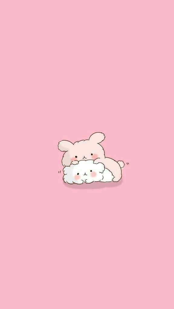 a pink background with an image of a bunny sleeping on it