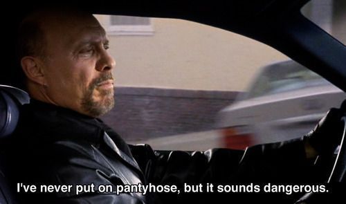 a man sitting in a car with headphones on and the caption says, i've never put pantyhose, but it sounds dangerous