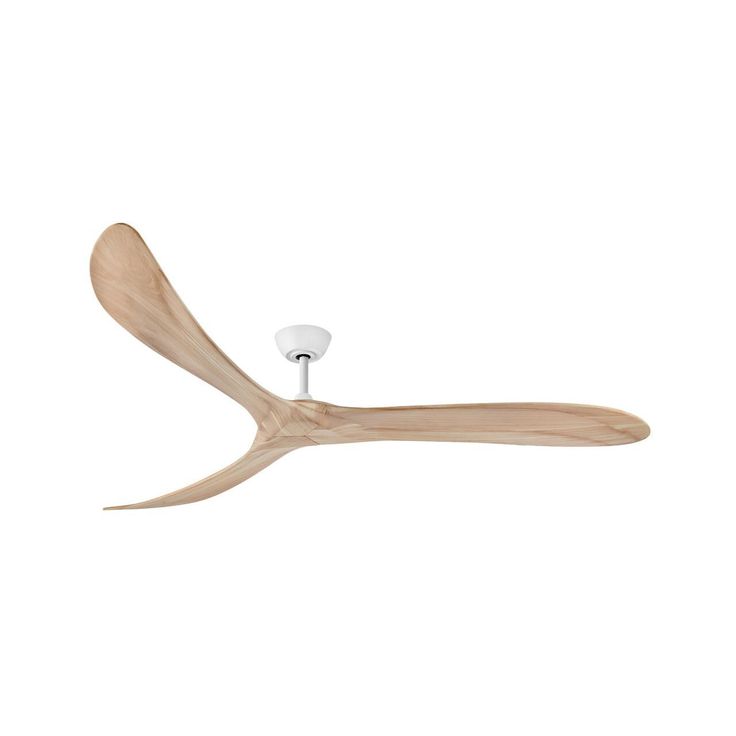 a white ceiling fan with wooden blades