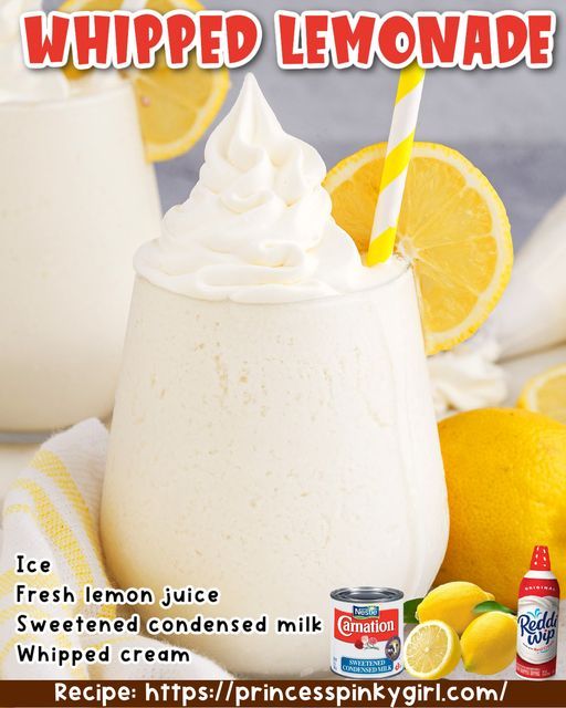 an advertisement for whipped lemonade on a table