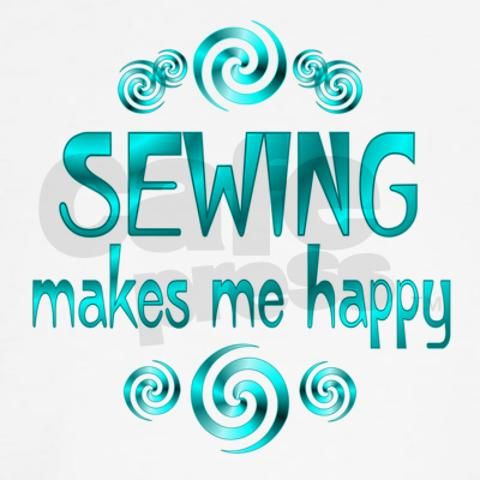 an image of a sewing machine with the words sewing makes me happy