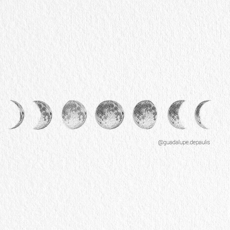 five phases of the moon in black and white, with watercolor paint on paper