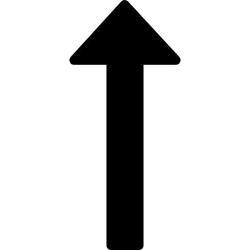 an arrow pointing up to the right with one end pointing down and another side pointing upward