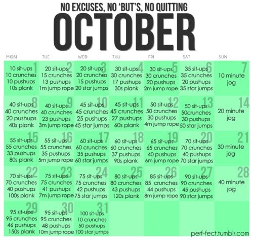 a green and black calendar with the dates for october in different font styles on it