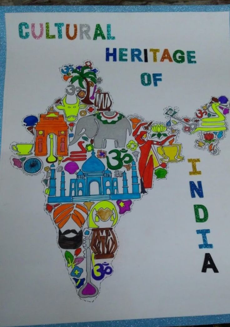 a map with the words cultural heritage of india written in different colors and symbols on it