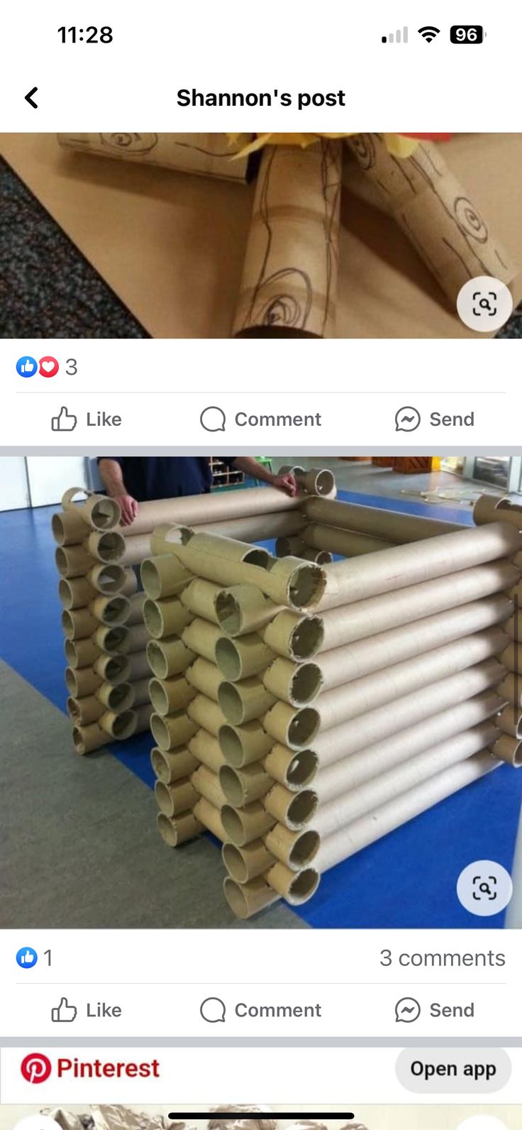 two screenshots showing different types of paper rolls and the same one being rolled up