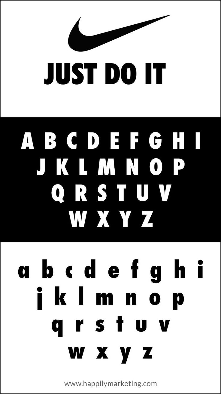 One of the most famous and recognizable slogans in the world is “Just Do It”, the motto of the shoe company Nike. “Nike Just Do It Font” is the reason behind its instant recognition. Nike Sign Logo, Nike Typography, Nike Lettering, Nike Font, Famous Slogans, Nike Poster, Letter Fonts, Nike Signs, Diy Outfits