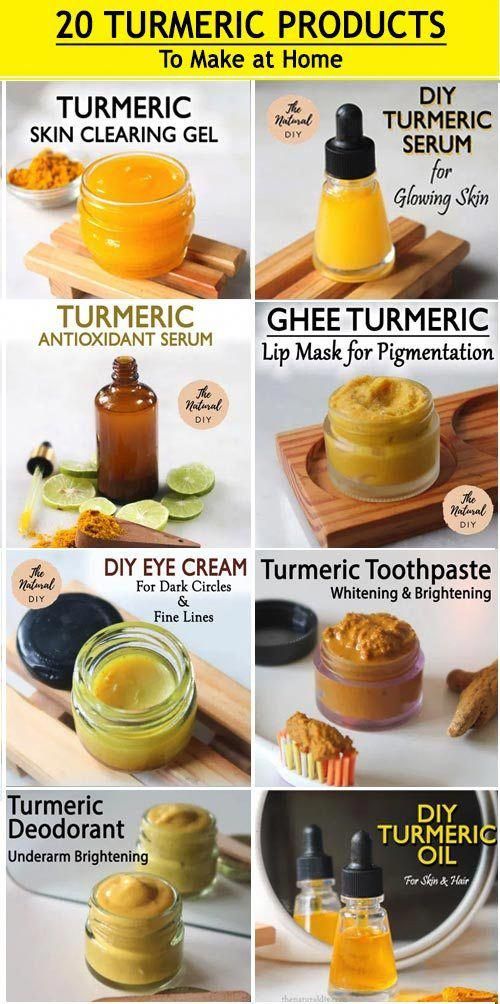 Turmeric is a great beauty ingredient and has healing, anti-microbial, brightening properties. Here are 20 DIY turmeric products you can make! Tumeric Toner Diy, Tumeric Skin Care Diy, Diy Turmeric Face Toner, Diy Turmeric Soap Recipe, Diy Herbal Products, Turmeric Toner Diy, Turmeric Face Cream Diy, All Natural Skin Care Products Diy, Turmeric Scrub Recipe