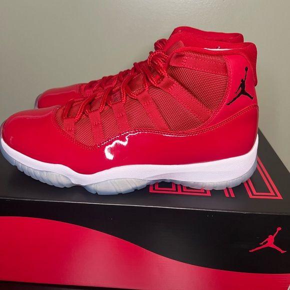 Shop jdramirez11's closet or find the perfect look from millions of stylists. Fast shipping and buyer protection. Introducing the Jordan 11 Retro High Win Like '96, a stylish and high-quality athletic shoe perfect for men who want to elevate their shoe game. This shoe comes in a size 10 and is an excellent addition to any shoe collection. Featuring a sleek design and made with top-of-the-line materials, this shoe is perfect for both casual and active wear. The Jordan 11 Retro High Win Like '96 Classic Jordan Sports Shoes With Round Toe, Classic High-top Sneakers With Red Sole For Sports, Classic Custom Sneakers With Red Sole For Sports, Classic Lace-up Basketball Shoes With Red Sole, Classic High-top Sneakers With Red Sole, Classic High-top Custom Sneakers With Air Max Cushioning, Classic Basketball Shoes With Air Max Cushioning, Custom High-top Leather Sneakers With Air Cushioning, Custom Leather High-top Sneakers With Air Cushioning