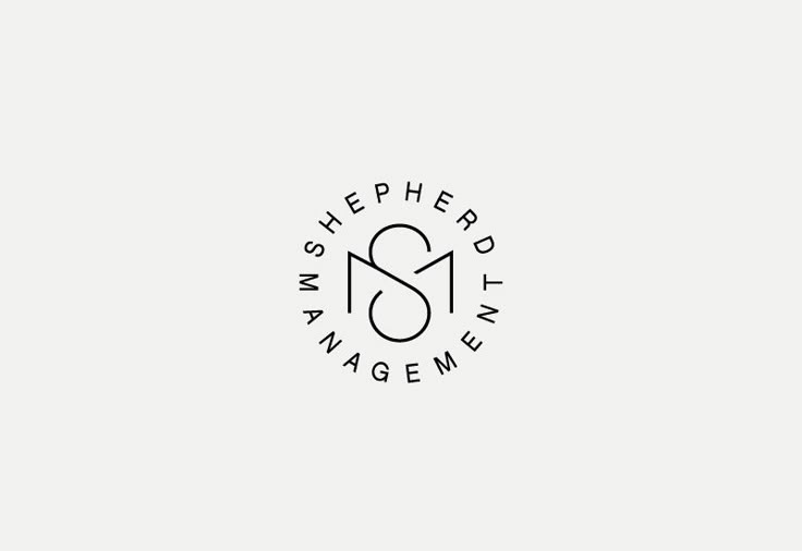 the logo for shepherd management, which is designed in black and white