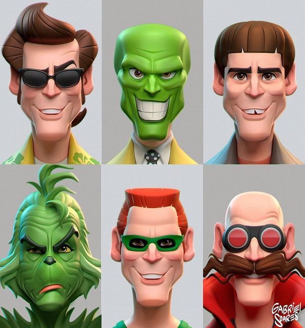 an image of some cartoon characters with different facial expressions on their faces and hair styles