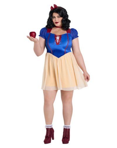 a woman dressed as snow white holding an apple