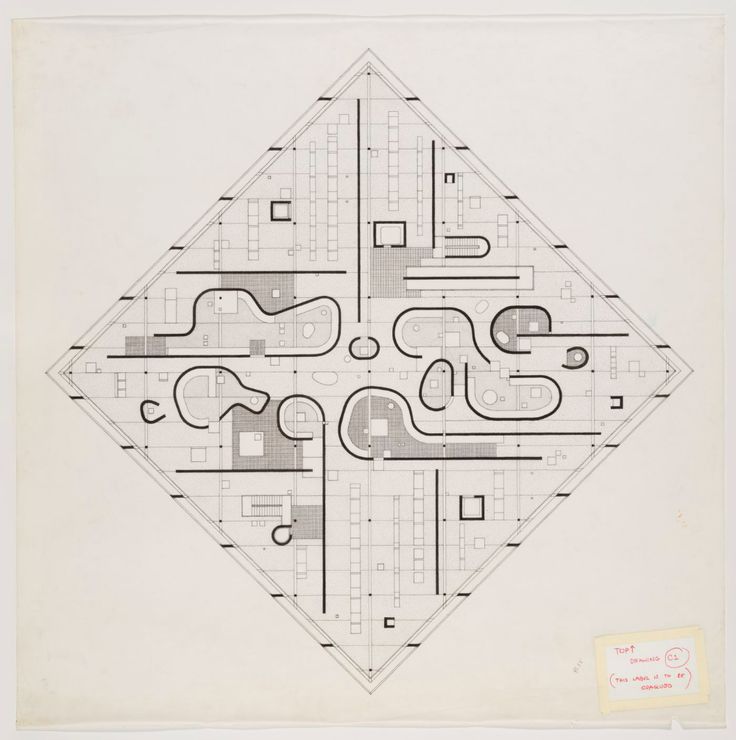 an architectural drawing with lines and shapes in the center