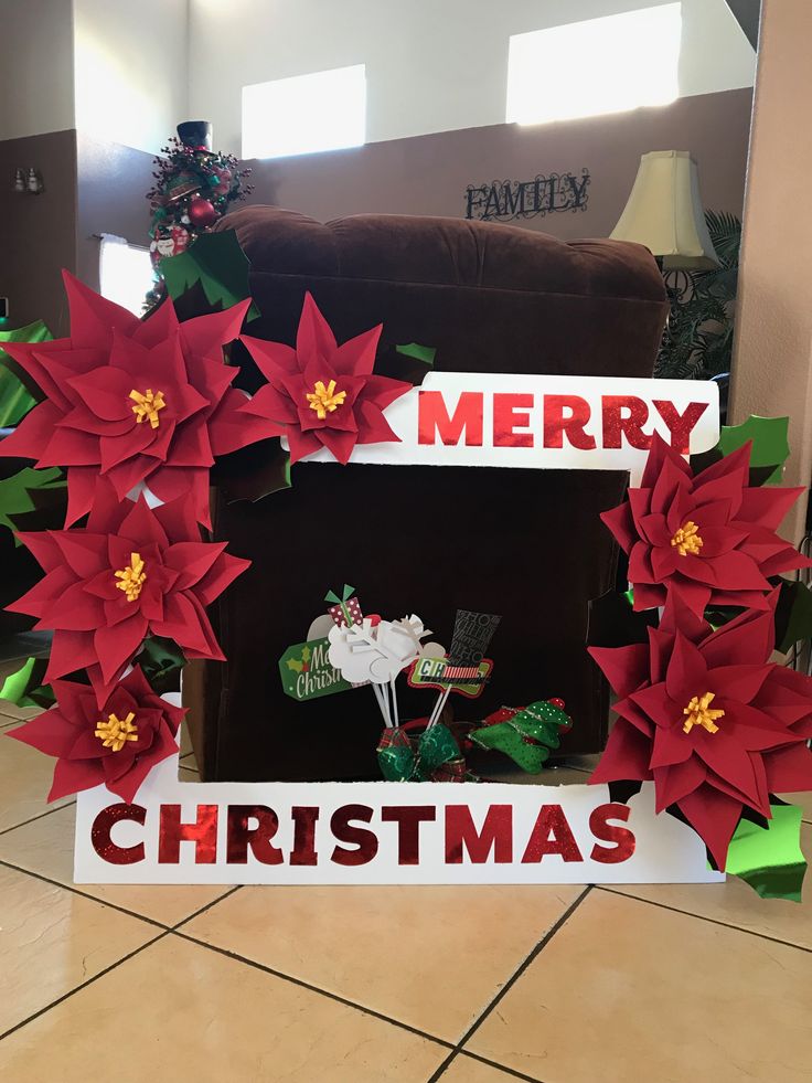 a christmas card with poinsettis on it