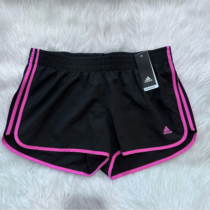 M20 Running Shorts Black With Bright Pink Trim Has A Drawstring And Liner Waistband Is Approximately 18 Inches Across When Laying Flat Inseam Is Approximately 3 Inches Ynf 11350, 11356 Adidas Pink Gym Bottoms, Pink Adidas Gym Bottoms, Adidas Pink Sports Bottoms, Pink Adidas Sports Bottoms, Adidas Pink Activewear For Summer, Adidas Pink Summer Activewear, Pink Adidas Summer Activewear, Summer Pink Adidas Activewear, Adidas Pink Shorts For Sports