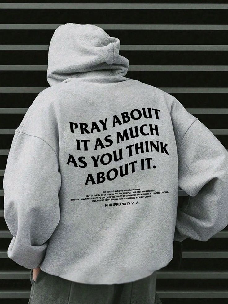 Men's Hoodie With Cross Pattern And Slogan Print On The Back Grey Casual  Long Sleeve Fabric Colorblock,Letter,Slogan Pullovers Slight Stretch  Men Clothing, size features are:Bust: ,Length: ,Sleeve Length: Hoodie Design For Men, Men’s Christian Hoodies, Men's Hoodies, God Hoodies, Christian Wear, Christian Streetwear Fashion, Quote Shirts, Cool Sweatshirt Designs, Creative Hoodies