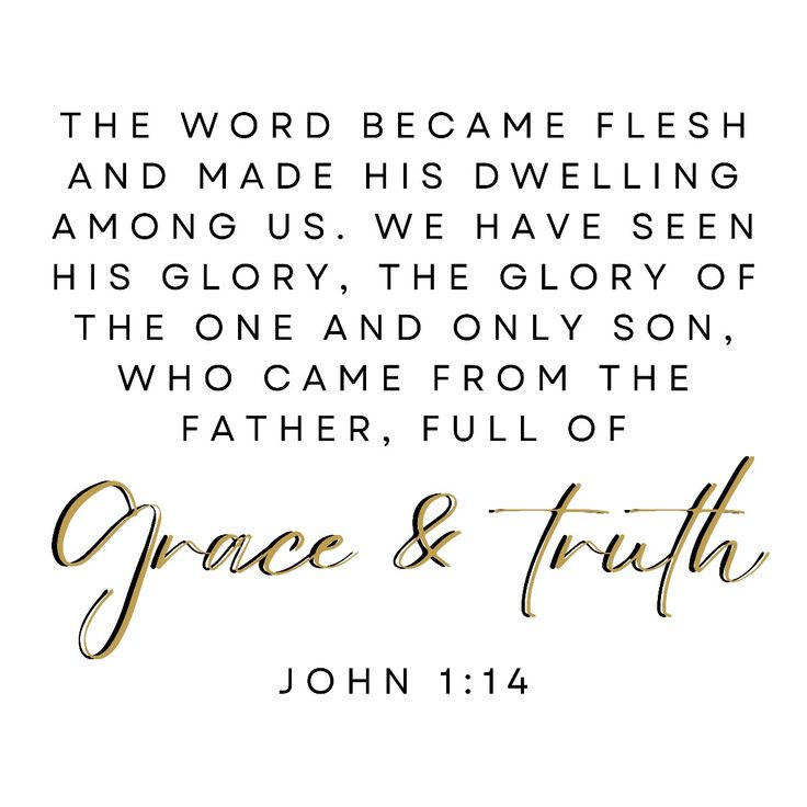 an image of the words grace and truth written in gold on a white background with black lettering