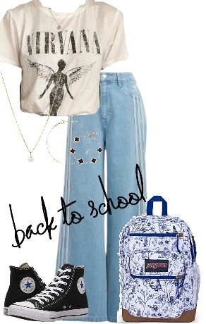 back to school Outfit | ShopLook Nirvana Shirt, Back To School Outfit, Shirt Png, Women Lifestyle, Outfit Shoplook, Back To School Outfits, School Outfit, School Outfits, Denim Pants