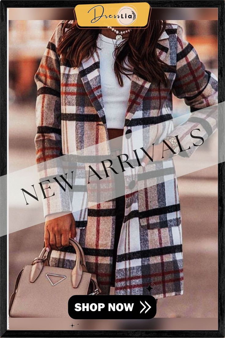 Casual Loose Plaid Woolen Cardigan Coat Chic Plaid Long Coat, Plaid Outerwear For Workwear In Winter, Plaid Winter Outerwear For Work, Winter Plaid Outerwear For Work, Fitted Plaid Casual Outerwear, Fitted Casual Plaid Outerwear, Casual Fitted Plaid Outerwear, Plaid Long Sleeve Outerwear For Fall, Trendy Fitted Plaid Outerwear