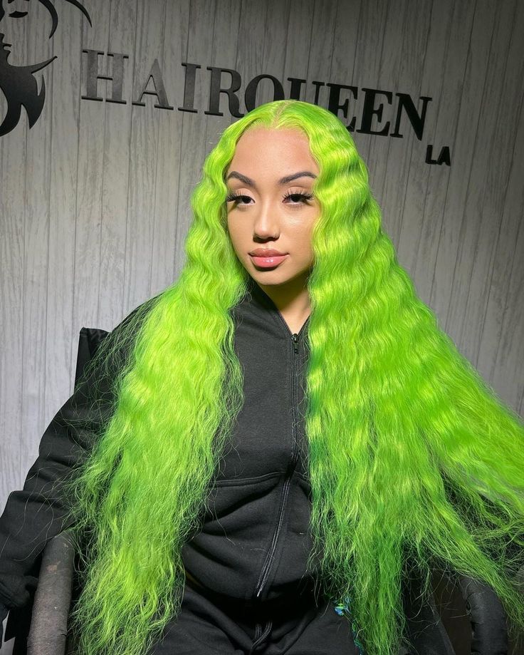 Make a statement in the Lime Lace Wig. This vibrant 13x6 lace wig stands out in any room. KEY FEATURES Glueless Non-Glueless Density: 180%Hair Color: #613 Blonde w/ Roots Elastic Band/Straps: YesClips/Combs: YesHairline: Pre-pluckedBleached Knots: Yes Every purchase includes a GLUE and GLUE REMOVER. Density: 180%Hair Color: #613 Blonde w/ RootsCap Size: Standard S/M/L (Customer can request cap size in order notes)Elastic Band/Straps: YesClips/Combs: Yes Hairline: Pre-pluckedBleached Knots: No Ev Lime Green Wig, Wet Look Hair, Glamour Hair, Green Wig, Dyed Natural Hair, 613 Blonde, Pretty Hair Color, Wig Stand, Queen Hair