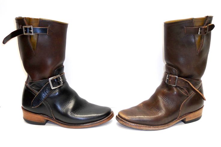 The-Three-Tiers-of-Welted-Boots-and-Shoes-Entry,-Mid,-and-End-Level-Mister-Freedom-Road-Champs,-well-worn-by-Vintage-Engineer-Boots Best Boots, Engineer Boots, Three Tier, Men's Footwear, Cool Boots, Jacket Vintage, Biker Boot, Boots Men, Sense