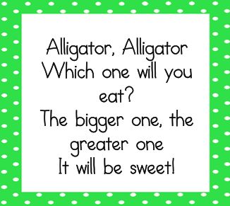 a green and white polka dot background with the words alligator, alligator which one will you eat?