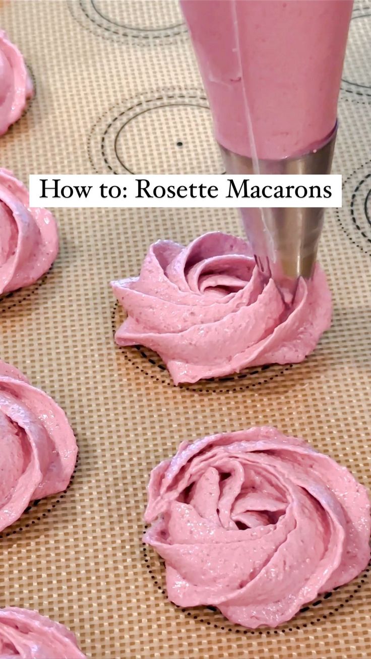 how to frost rosette macarons with pink icing