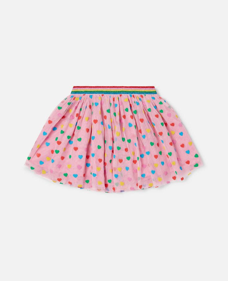 Heart Print Tutu Skirt-Pink-large Stella Kids, Pink Heart Print, Pink Tutu Skirt, Metallic Rainbow, Autumn Winter 2023, Natural Magic, Around The Campfire, Pink Tutu, Women Pink