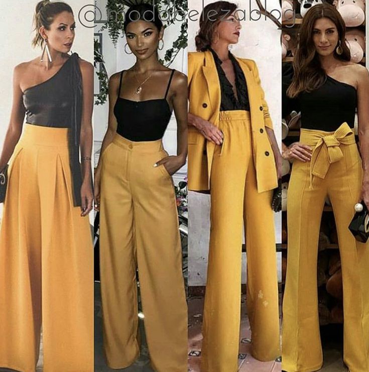 Yellow Palazzo Pants Outfits, Yellow Trousers Outfit, Mustard Pants Outfit, Yellow Shoes Outfit, Yellow Pants Outfit, Mustard Yellow Outfit, Colored Pants Outfits, Mustard Yellow Pants, Wide Leg Trousers Outfit