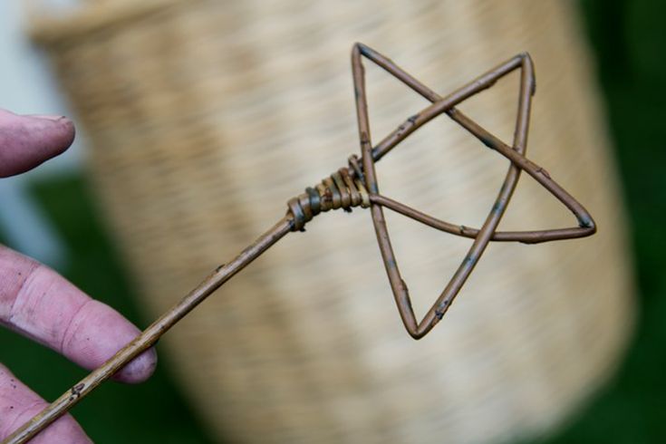 a person is holding a small metal object in their hand and it looks like an inverted star