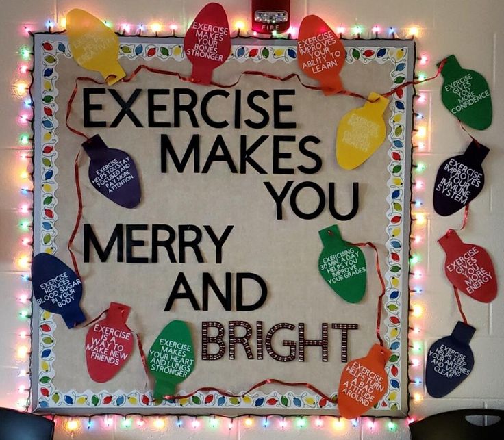 a sign that says exercise makes you merry and bright