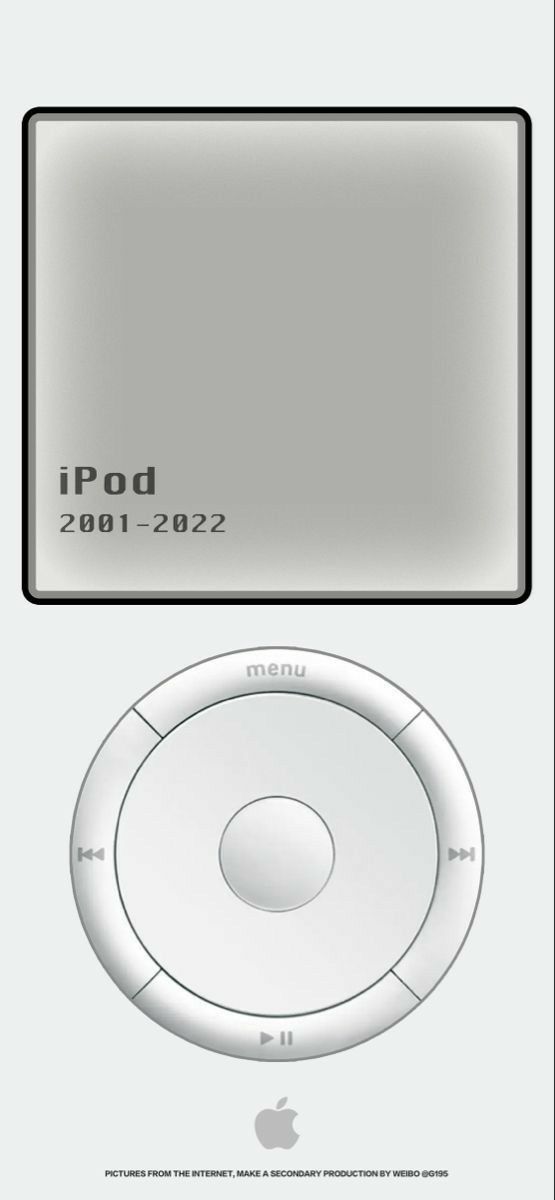 an apple ipod is shown in front of a white background with the words ipod on it