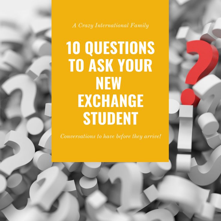 a pile of question marks with the words 10 questions to ask your new exchange student