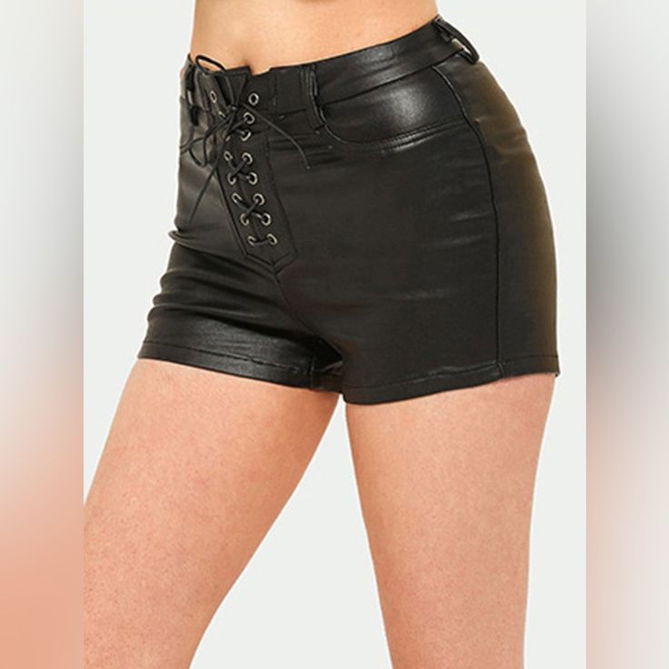 Pattern Type: Solid Style: Fashion Features: Lace-Up Length: Shorts Material Composition: 76.9%Viscosefibre,20.2%Polyester,2.9%Elastane Care Instructions: Machine Wash Cold. Tumble Dry Low. Imported Product Measurements: S: Waist 24.2 In, Hip 33.5 In, Length 13.8 In M: Waist 25.7 In, Hip 35.1 In, Length 14 In L: Waist 27.3 In, Hip 36.7 In, Length 14.4 In Xl: Waist 28.9 In, Hip 38.2 In, Length 14.6 In 2xl: Waist 30.4 In, Hip 39.8 In, Length 14.8 In 3xl: Waist 32 In, Hip 41.3 In, Length 15 In **Ex Chic Mid-rise Shorts For Night Out, Wrap Halter Top, Lululemon Speed Up Shorts, Hot Pink Shorts, Light Blue Shorts, Polka Dot Shorts, City Shorts, Free Jeans, Jeans For Short Women