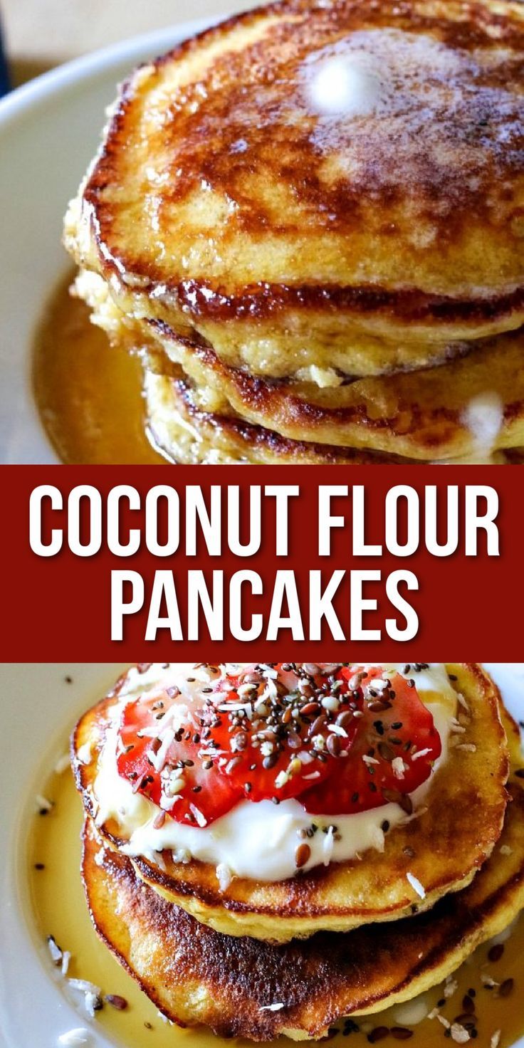 pancakes on a plate Keto Pancakes Almond Flour, Pancakes Almond Flour, Coconut Flour Pancakes Recipe, Keto Brood, Coconut Flour Pancakes, Coconut Pancakes, Coconut Flour Recipes, Flour Pancakes, Snack Prep