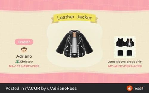 an animal crossing character is wearing a leather jacket