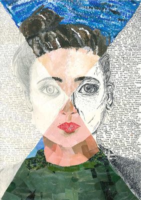 an altered collage of a woman's face