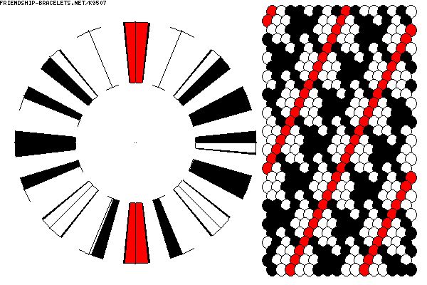 an image of a pattern with red, black and white stripes in the shape of a circle