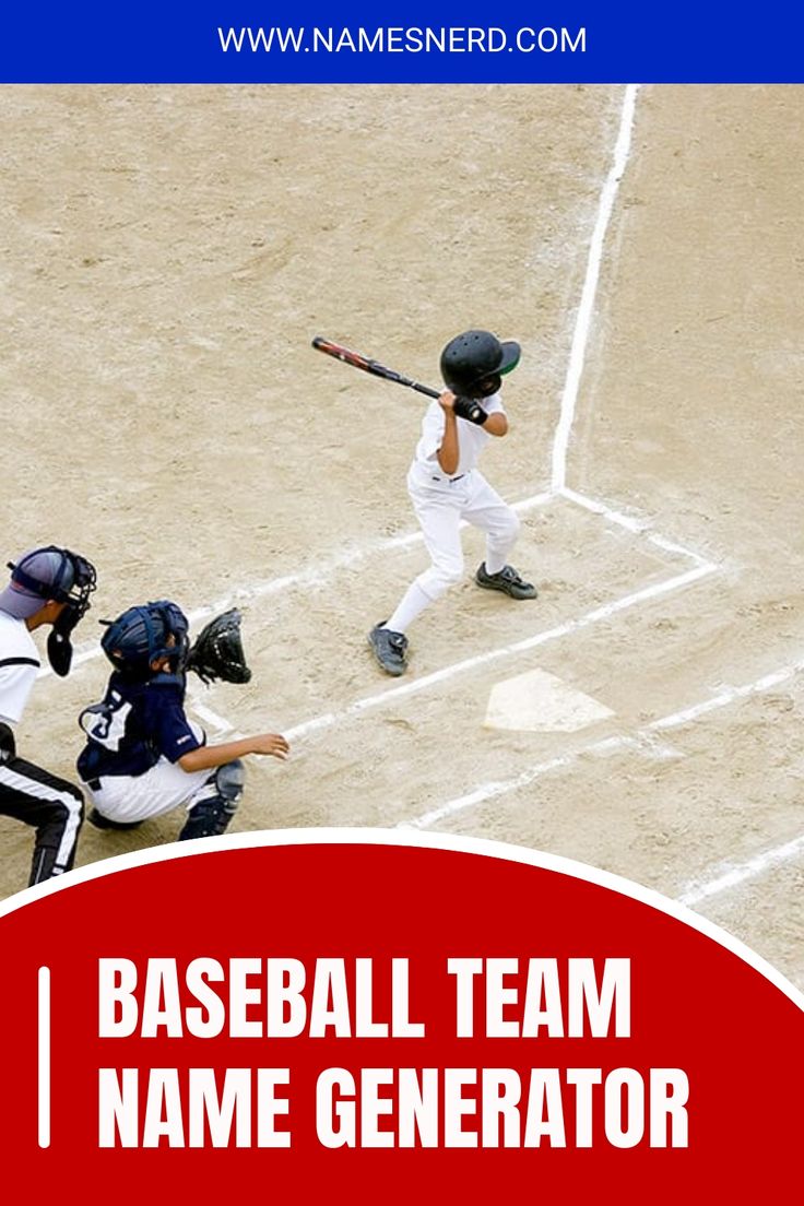 baseball team name generator with batter, catcher and umpire in the middle of a game