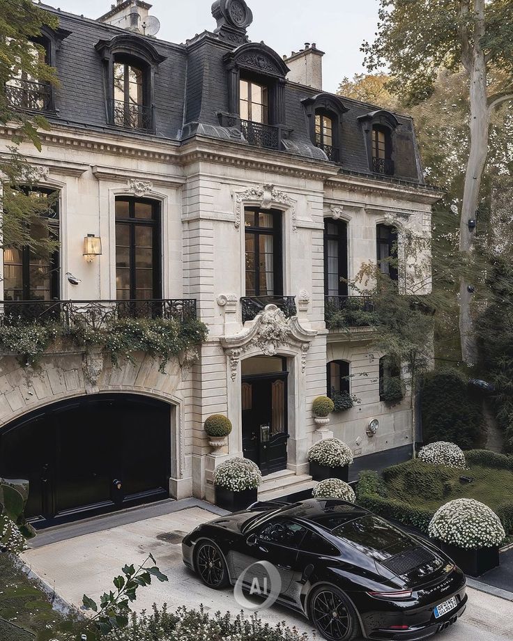 Architectural & Interior Design | Embrace the allure of French sophistication at our luxurious mansion, where classic architecture meets modern elegance. Adorned with… | Instagram Elegant Architecture Design, Classic Mansion Interior, French Mansion Exterior, Modern French Chateau Interiors, French House Exterior, Dream House White, French Architecture Interior, Luxury Homes Dream Houses Modern, French Mansion Interior