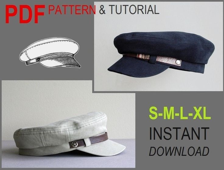 "Warm Fiddler/Fisherman Hat pattern and Sewing tutorial. This unique design allows to wear this cap in a few different ways: with crown moved to the front (like flat cap) or to the back ( like newsboy cap). According to your taste and imagination you can decorate your hat with various elements:                             -  leather or fabric belt with buckle and rivets                             -  jacquard ribbon                             -  decorative cord           Sizes available: Fisherman Hat Pattern, Hat Sewing Pattern, Driving Hat, Hat Sewing, Driving Cap, Kids Sun Hat, Hat Patterns To Sew, Mens Hat, Womens Hat