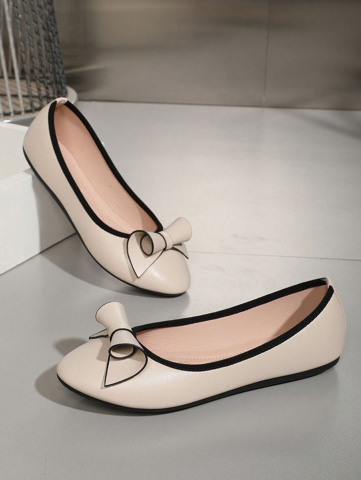 Flat Bow Knot Loafer Shoes For Summer 2024, Breathable Wide Fit Casual Soft Slip-On Shoes, Fashionable Round Toe White Shoes Apricot Elegant,Preppy    Plain    Women Shoes, size features are:Bust: ,Length: ,Sleeve Length: Shoes Trend 2024, Classy Shoes, Bow Flats, White Shoes, Maternity Bag, Womens Flats, Summer Shoes, Colorful Leggings, On Shoes