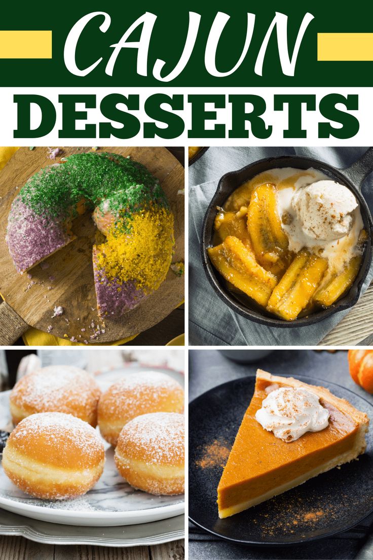 collage of different desserts with text overlay that says cajun desserts